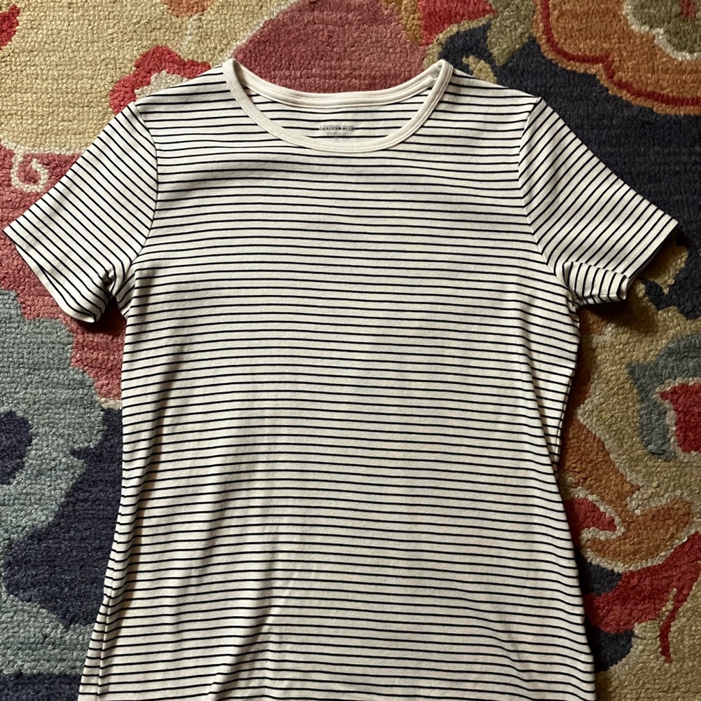 Lands' End Shaped Fit Striped Tee - Medium